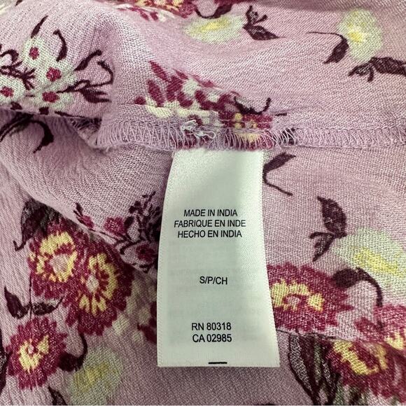 Lucky Brand Size S Pink Boho Floral Blouse Top Relaxed Babydoll Comfy Boho Chic - Picture 7 of 7